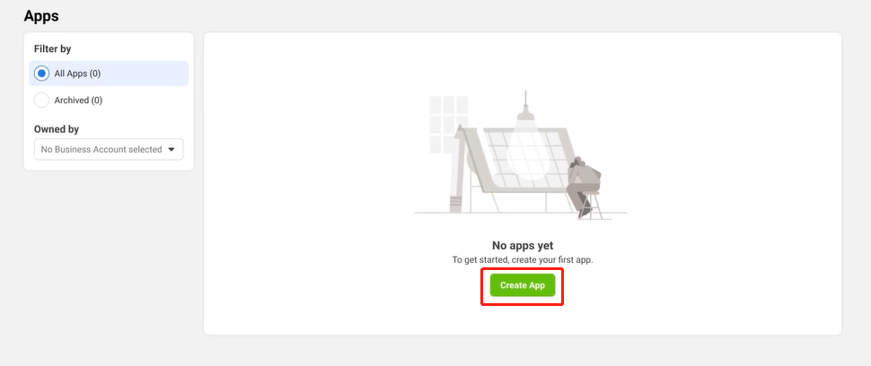 在“我的应用”部分，选择“Create App”创建应用